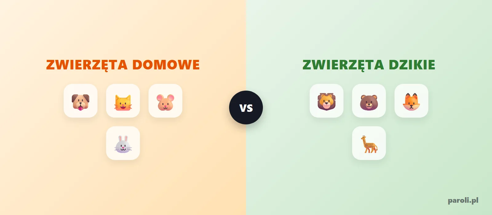 zwierzęta domowe i dzikie po angielsku